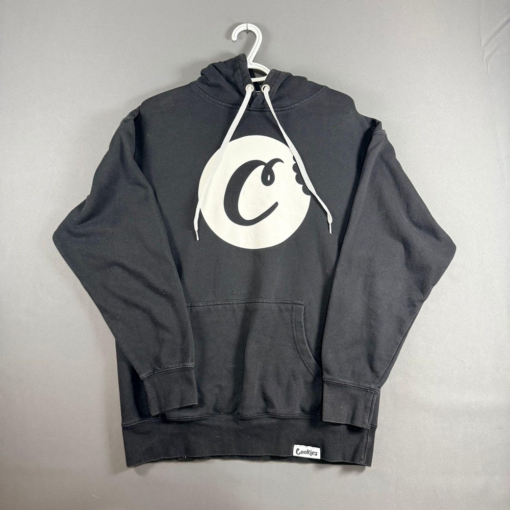 Cookies Mens Black Pullover Hoodie Big C Logo Graphic Streetwear Sweatshirt